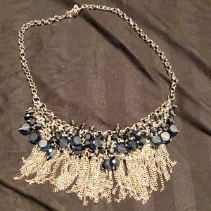 Cute dark blue crystal dangly necklace